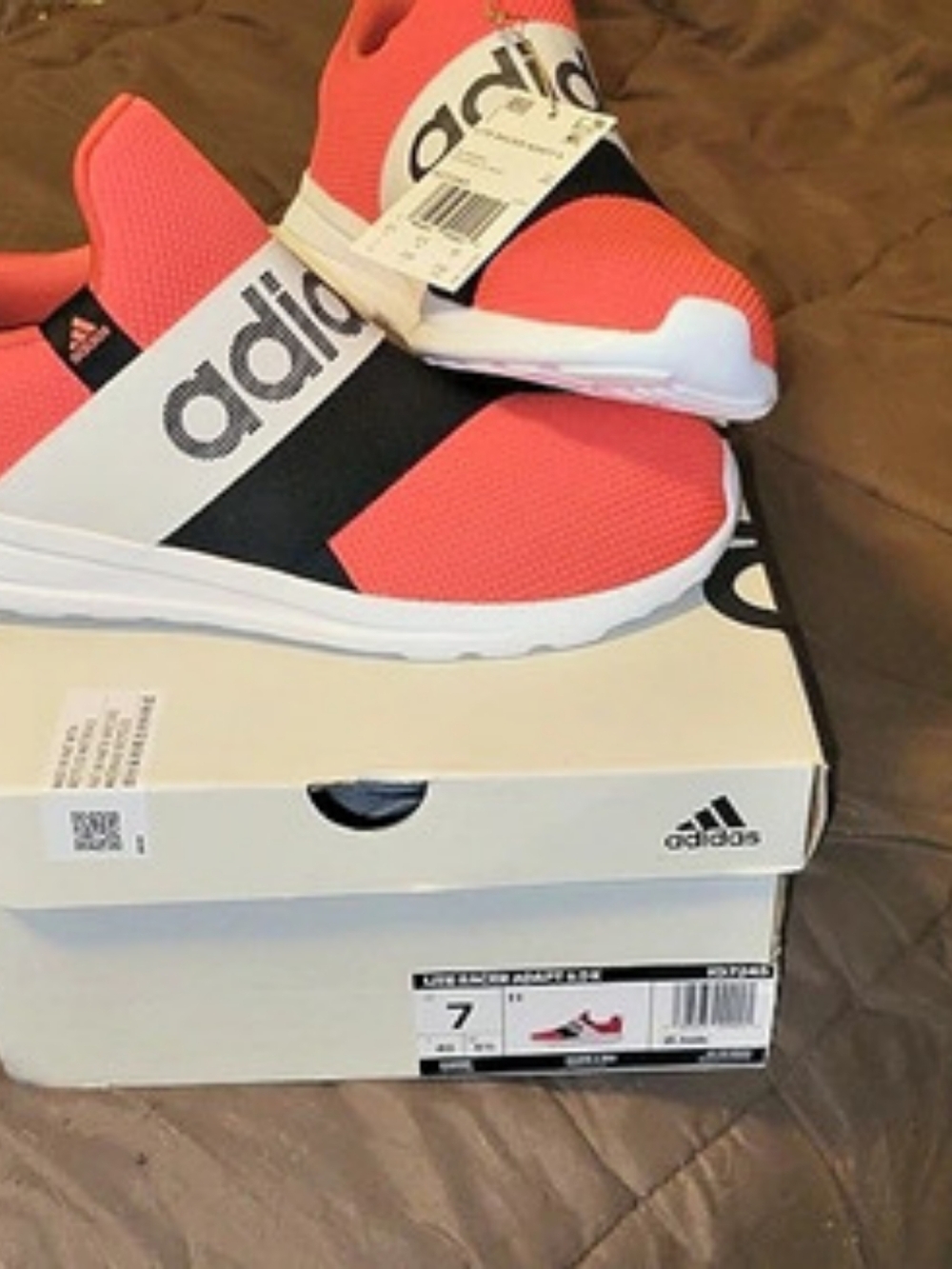adidas Lite Racer Adapt 6.0 K Color Block Sneakers in Pink & White US 7 Like New